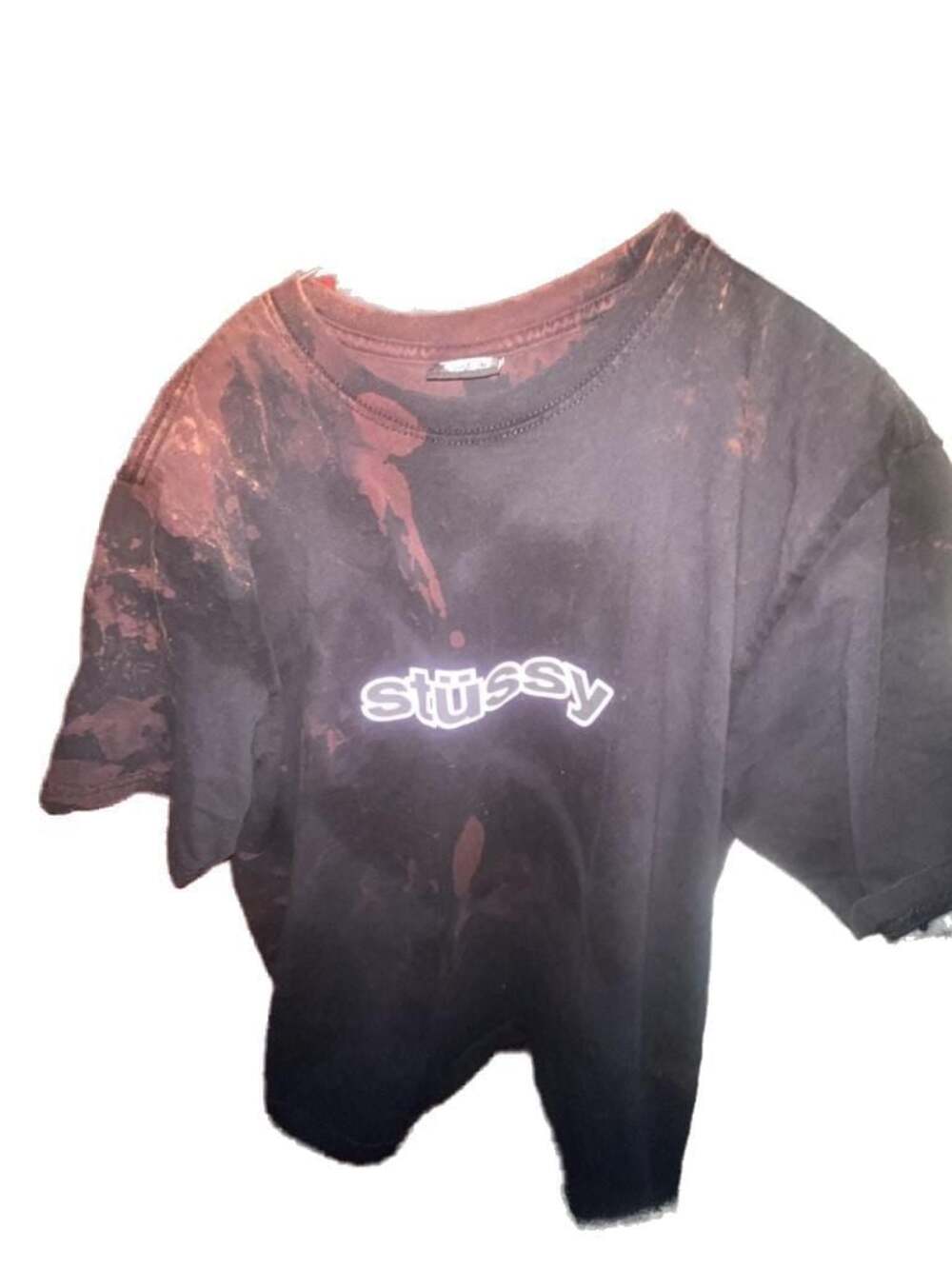 Stüssy Double-Sided Logo T-Shirt with Bleach Wash Effect